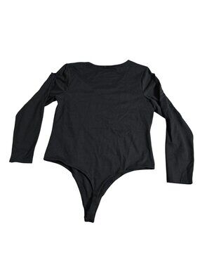Nuud's Black Long Sleeve Bodysuit With Snap Closure‎ - Size XXL